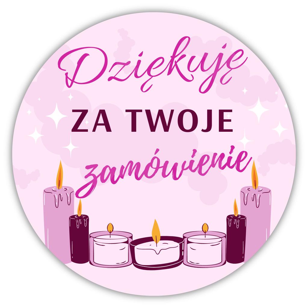 Naklejki Na Świecę "Dziękuję Za Twoje Zamówienie - Różowe" 4 Sztuki
