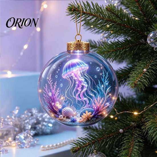 Einzigartige Meeresleben Weihnachtsgeschenke Ozean Kugel Ornament, Klar Acryl Leuchtender Seestern Feiertags Tischdeko Hängende Dekoration für Weihnachten