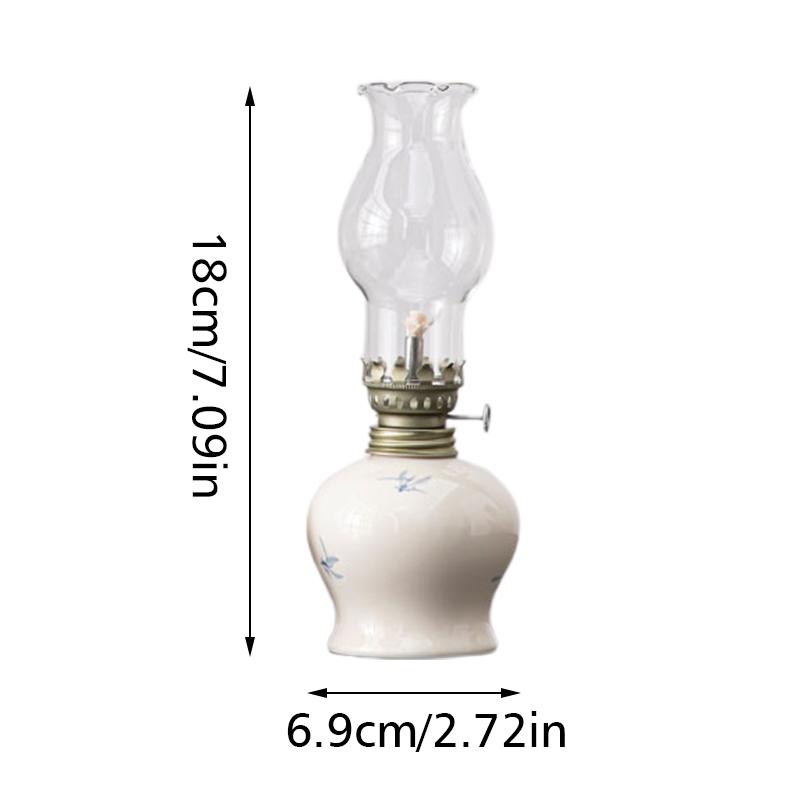 A Set Lamps Study Bedroom Ceramic Ghee Lamps Hand-Painted Flowers Night Lamp New Chinese Style Paraffin Lamps Vintage