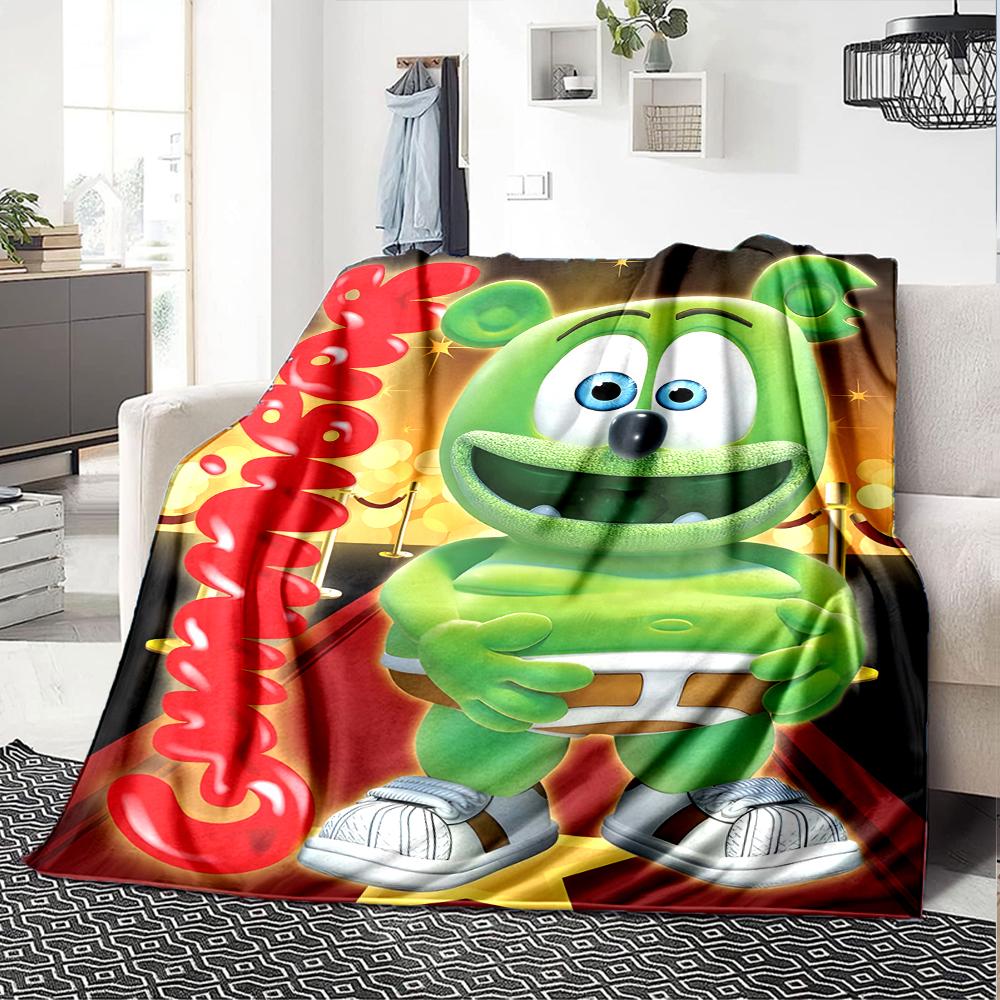 1pc Gummy Bear1 Blanket, Gift, for Men and Women, Soft Blanket, Good for Sofa Bed Couch Travel, Lightweight Flannel Blanket