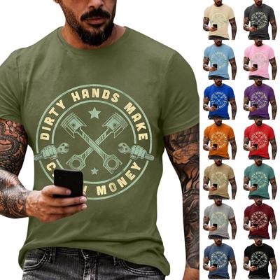 Men's Loose Fit Casual Short Sleeve T-Shirt Labor Day Graphic Print Crew Neck Comfortable Top for Everyday Wear