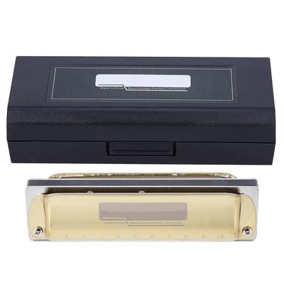 10‑Hole Harmonica Blues B Key Harp Wind Musical Instrument Beginner Practice KS‑10BHGold