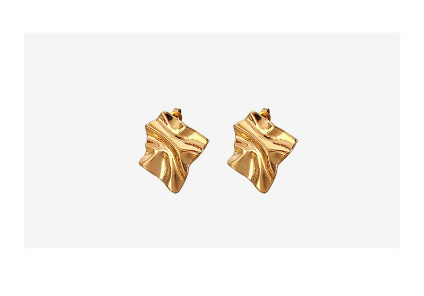 Dongdaemun Pleated Textured Earrings In 18K Gold-Plated Titanium Steel