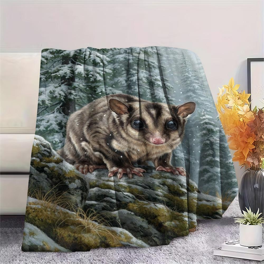 1PC Snow animals Print FlAannel Blanket, High quality Comfortable for All Seasons, Home Decor, Warmth and Comfort