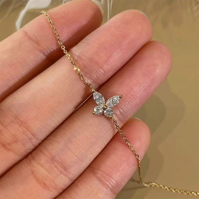 925 Sterling Silver Electroplated 18K Gold Sparkling Zircon Butterfly Bracelet for Women Fine Jewelry Gifts Gold