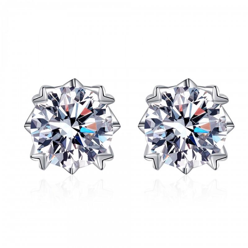 Sterling Screw Back Stud Earrings With Moissanite Zircon Women Delicate Geometric Design Multiple Sizes Available