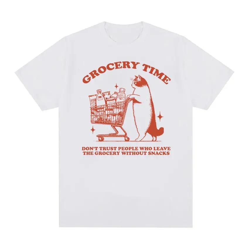 

Cute Cat Grocery Time Funny Meme T Shirt Women Casual ONeck Tshirts Summer Tops Cozy Tshirt Summer Tee Shirt S