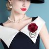 1pc Elegant Women's Camellia Flower Faux Pearl Tassel Brooch Pin For Shirt Collar Clothing Accessory, Party And Wedding Gift Valentines