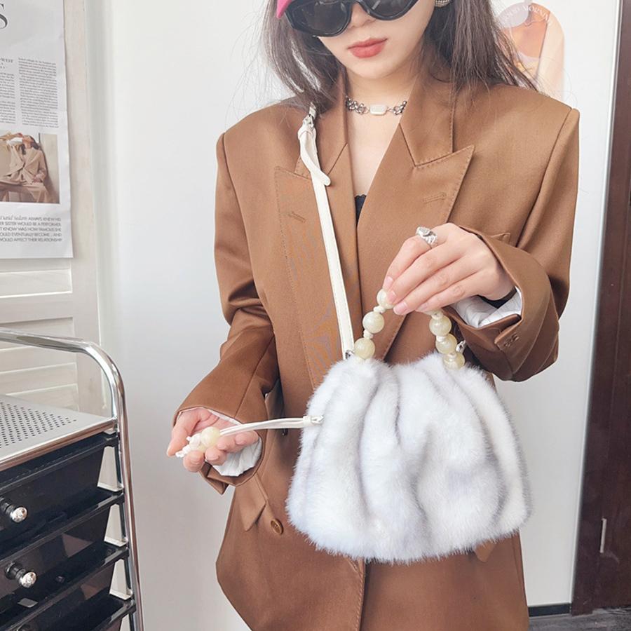 Faux Fur Tote Bag Women's Bucket Bags Plush Luxury Design Ladies Handbags Soft Winter Crossbody Shoulder Bags Bolsa Feminina Sac