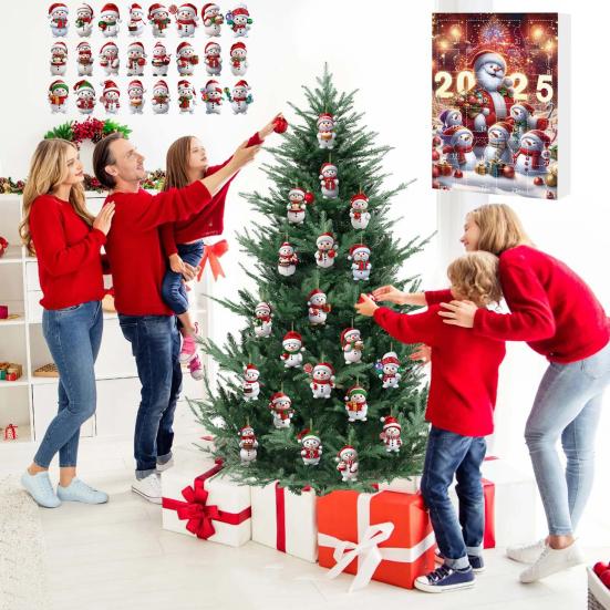 2025 Snømann Adventskalender 24-dagers Jule Nedtellingskalender Akryl Juletre Nedtelling Dekor for Barn