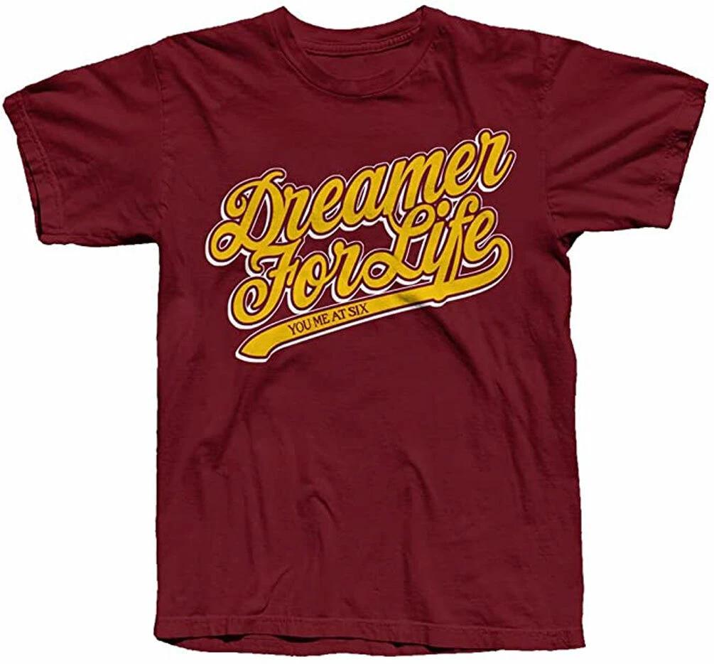 Official You Me At Six Dreamer For Life Mens Maroon 100% Cotton T-shirt Mens Tees Top You Me At Six Tee L