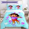 Dora Explorer Bedding Set Breathable Duvet Cover with Pillowcases Decorative Bed Linen for Bedroom Home Decoration Birthday Gift