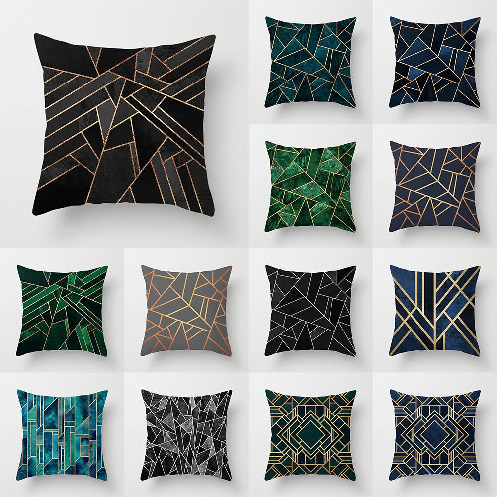 Geometric Art Series Double-sided Printed Pillow Cover Short Plush Suitable Living Rooms Bedrooms Sofas Throw Cushion Cover
