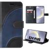 Case for Samsung Galaxy S24 Plus (s24+) - Elegant Two-tone Black-navy Blue Leather-effect Patterned Case
