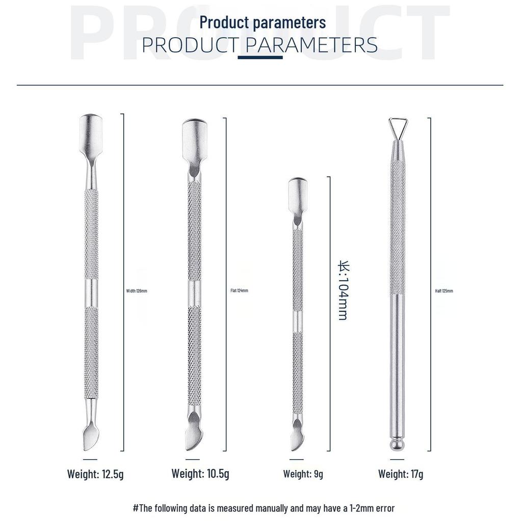 Double-Ended Stainless Steel Cuticle Pusher and Scraper for Nail Art