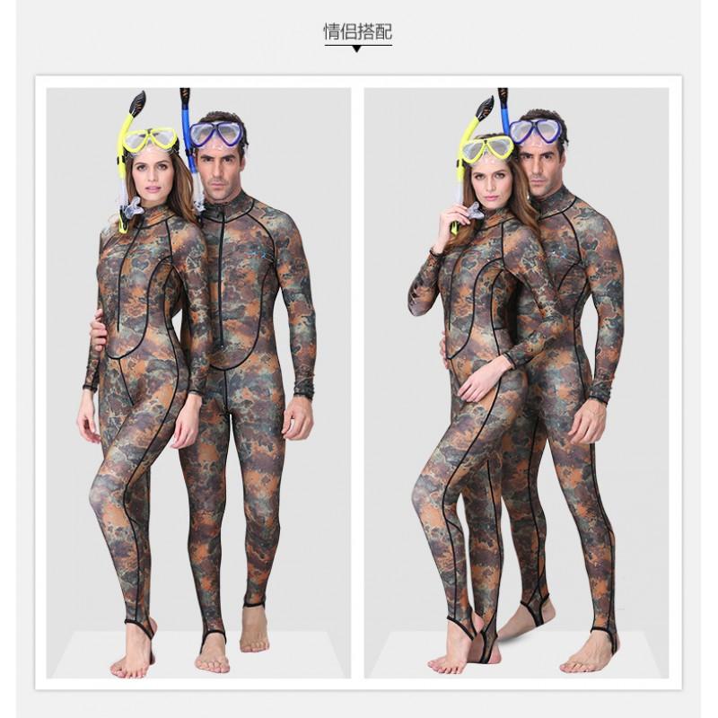 Mens Camo Full-Body UV Protection Diving Suit With Front Zipper Snorkeling Swimming Water Sports