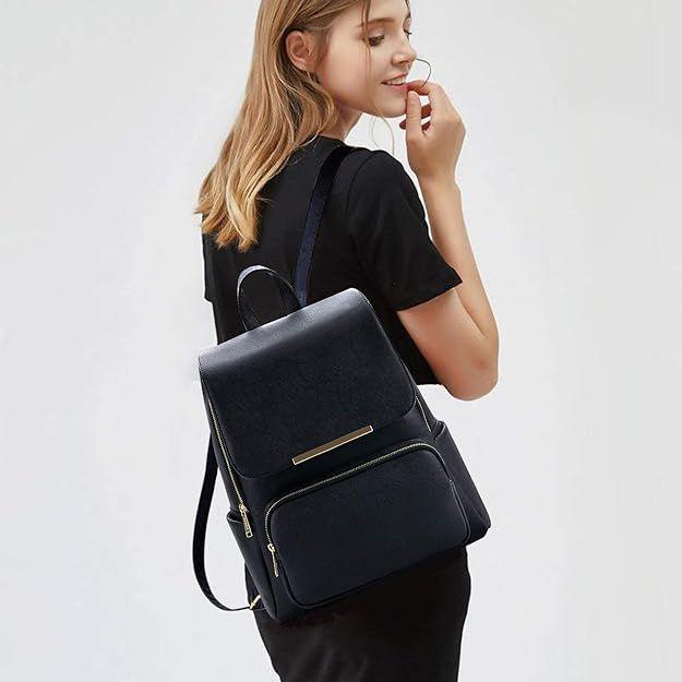 Kožený stylový a trendy dámský standardní batoh pro vysokou školu, kancelář, cestovní taška, dívčí kabelka, černá