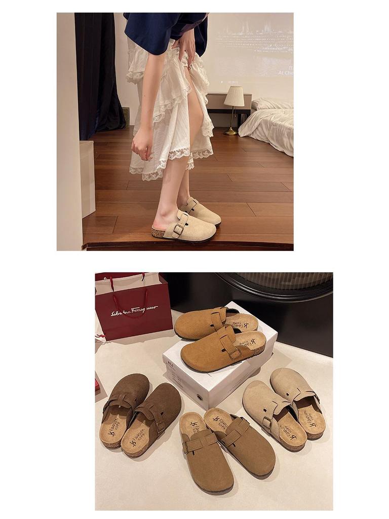 Unisex Retro Cork Slippers: Closed-Toe, Casual, Outdoor, Slip-On Shoes for Couples.