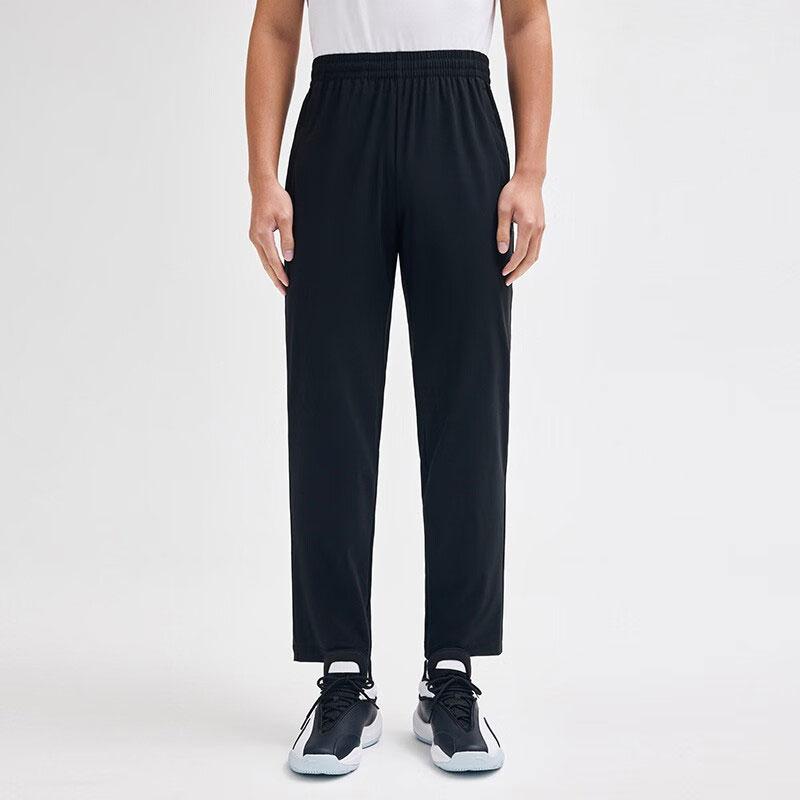 Anta Thompson KT Basketball Series Courageous Unstoppable Solid Color Straight Leg Knitted Sports Pants Men bottoms Black 152331320-1