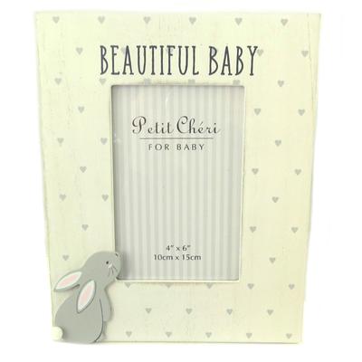 [Q3426] - Wooden Photo Frame 'Beautiful Baby' Beige - Photo 10x15 Cm
