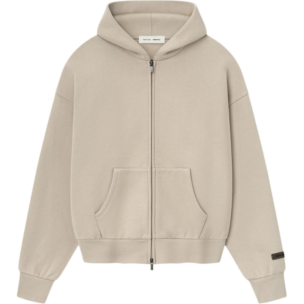 Fear of God Essentials Classic Full Zip Hoodie Timber Men Tops Grey 192SP254781F