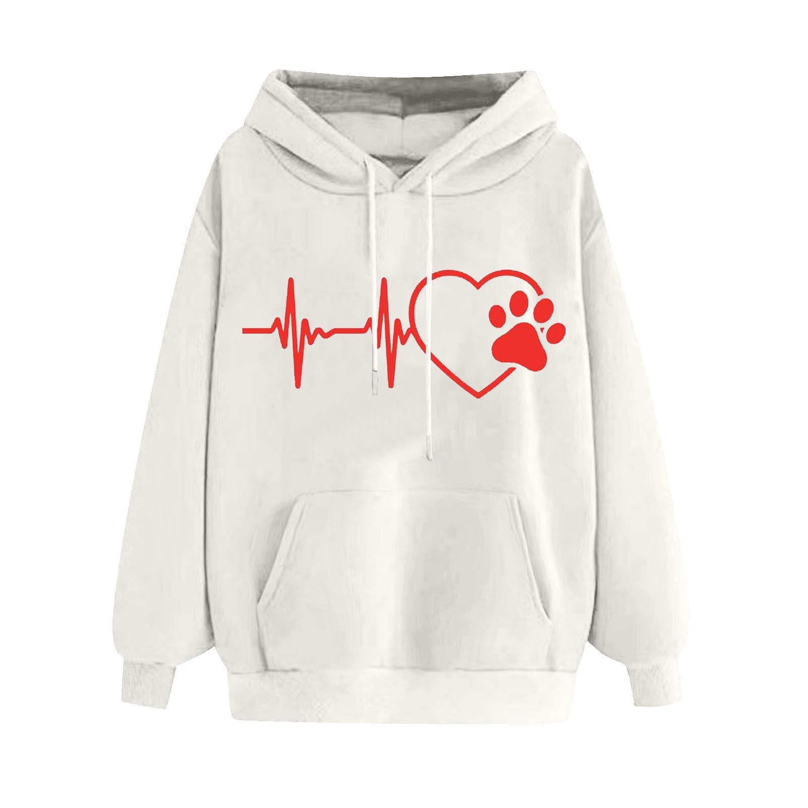 

2025 spring couple hooded sweater fashion trendy brand love print men s and women s clothing loose hoodie S