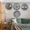 4PCS Set Round Wall Art Nordics Viking Runes Wooden Wall Decor Celtic Family Trees Viking Decor Amulet Sign Home Office Decor