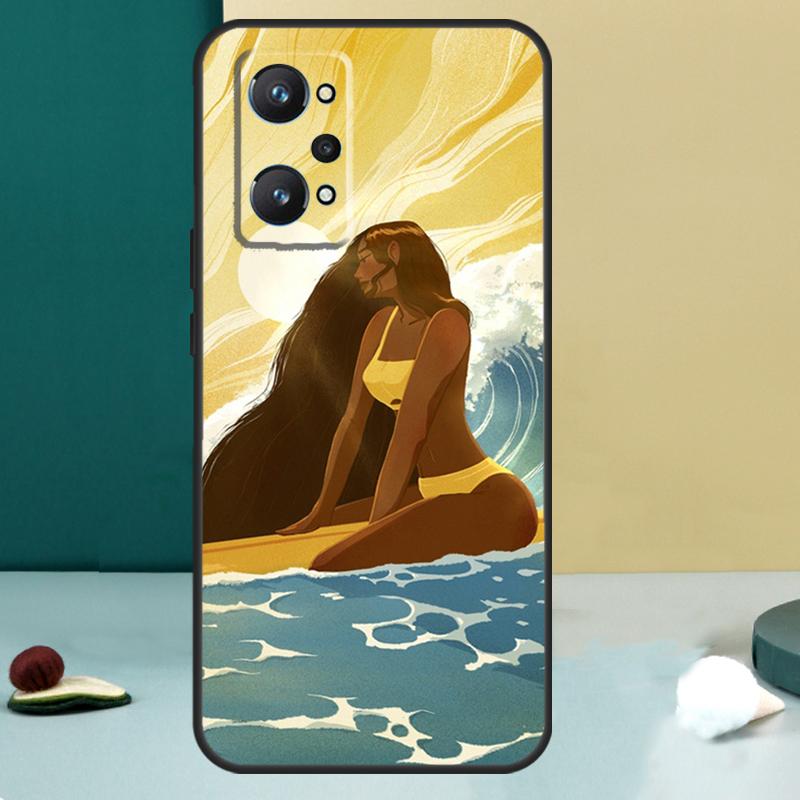 Surfboard Surfing Surf Girl For Realme GT 6T 5 6 GT 7 Pro C67 C75 C61 C55 C53 C51 C21Y C25S 10 11 12 13 14 Pro Plus Case