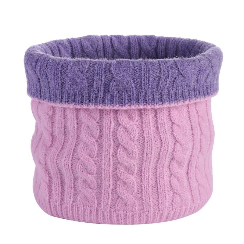 Winter solid color warm scarf double-sided twist fashion neck cover women's scarf knitted wool elastic single ring pullover hat