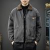 Men's Winter Retro Distressed Lambswool Jacket - Warm, Windproof Lapel Workwear Outerwear
