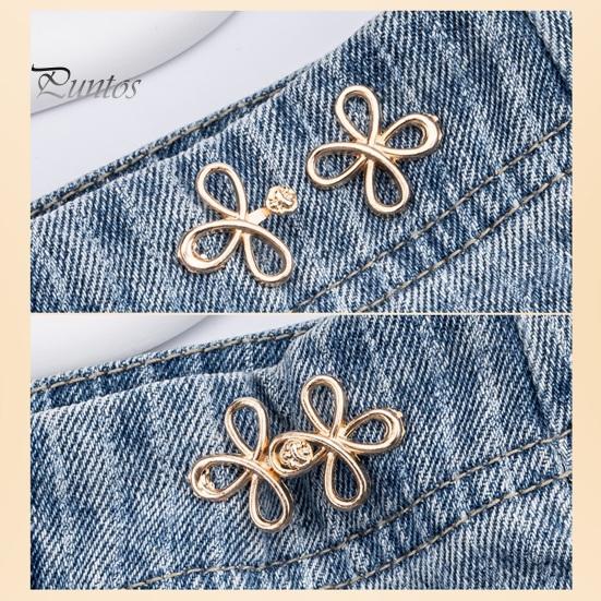 Metal Waist Buckle Six-Leaf Pants Tightener Button, Detachable Loose Jeans Button Pin, No Sewing Required Clothing Accessories Adjuster