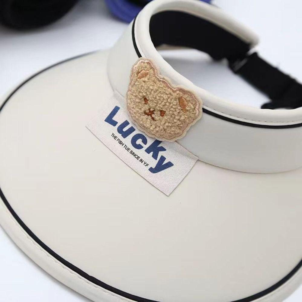 Korean Style Cartoon Sunshade Hat Anti-UV Sun Hat Children's Visor Hat Soft Bear Empty Top Hat Kid