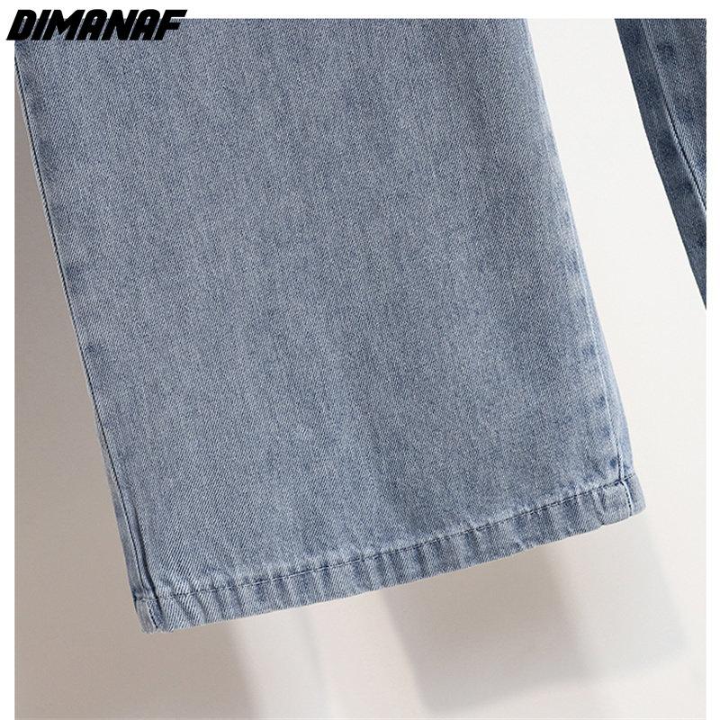 DIMANAF 2024 New Plus Size Jeans Summer Women Basic Elastic Wide Leg Pants Loose Casual Female Blue Trousers Pants 5XL A