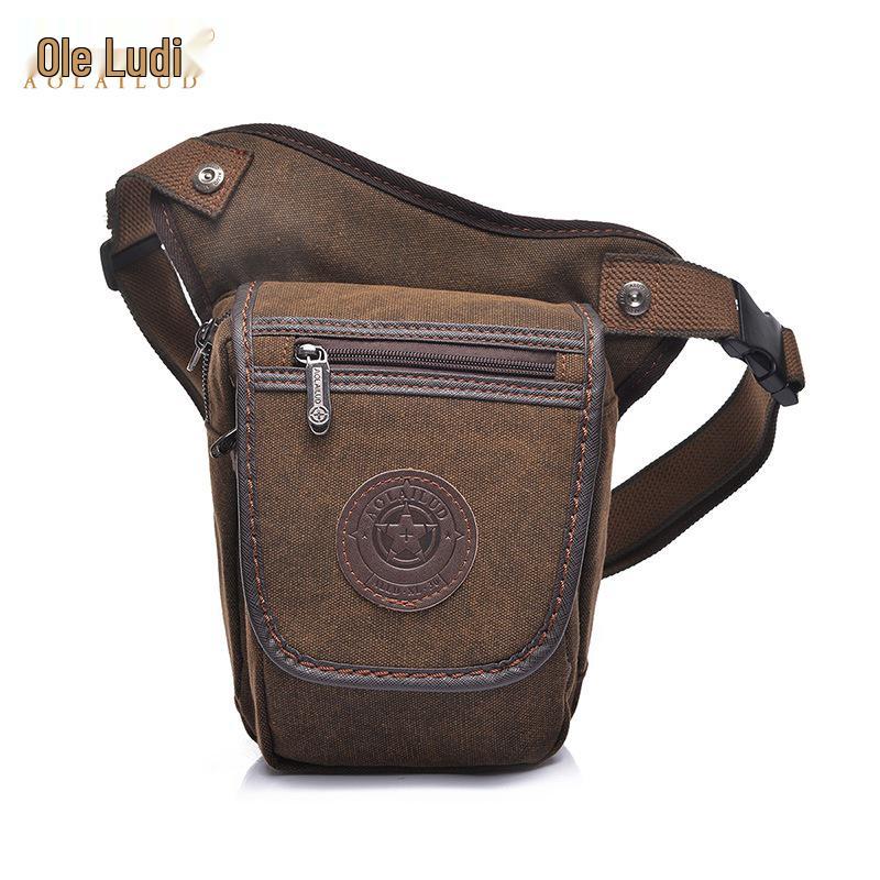 Męska Retro Płócienna Torba na Nogę - Pionowy Kwadratowy Zamek Błyskawiczny, Odporna na Zużycie, Styl Europejski i Amerykański