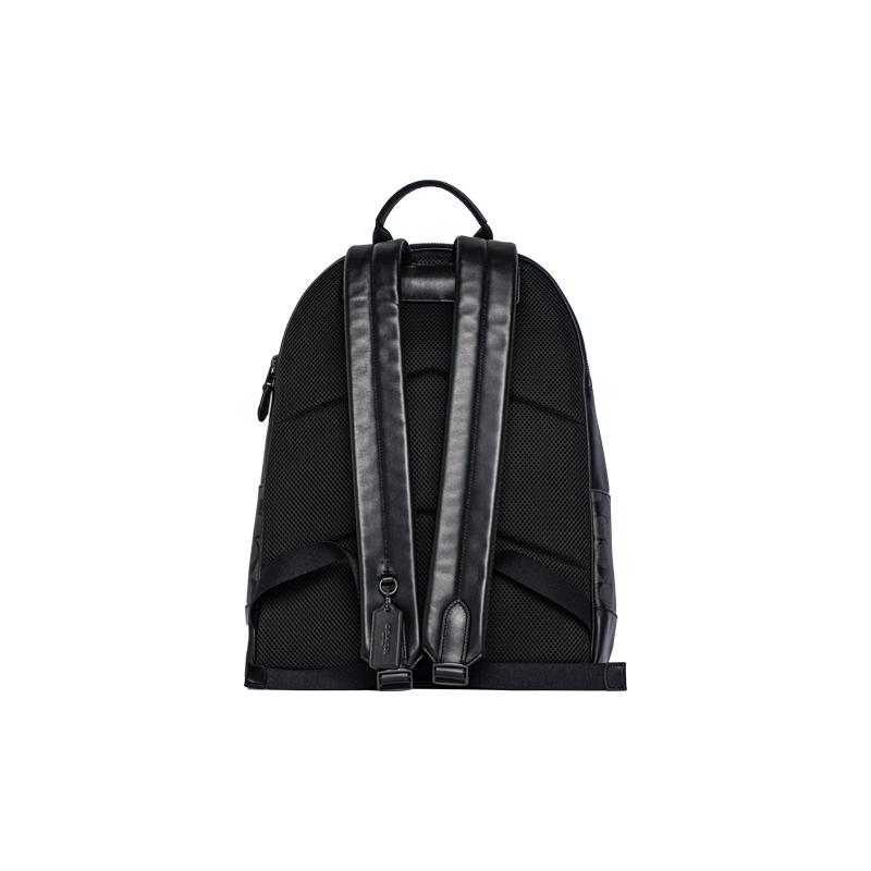 Coach Zaino da uomo West 35 classico con chiusura a cerniera, grande capacità, rivestito per presbiopia, tela e pelle di vitello, taglia grande, nero