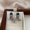 Vintage Roman Style Black Zircon Stud Earrings Half Ring Personality Niche Earrings Personality Fashion Sense Artistic Temperament Earrings