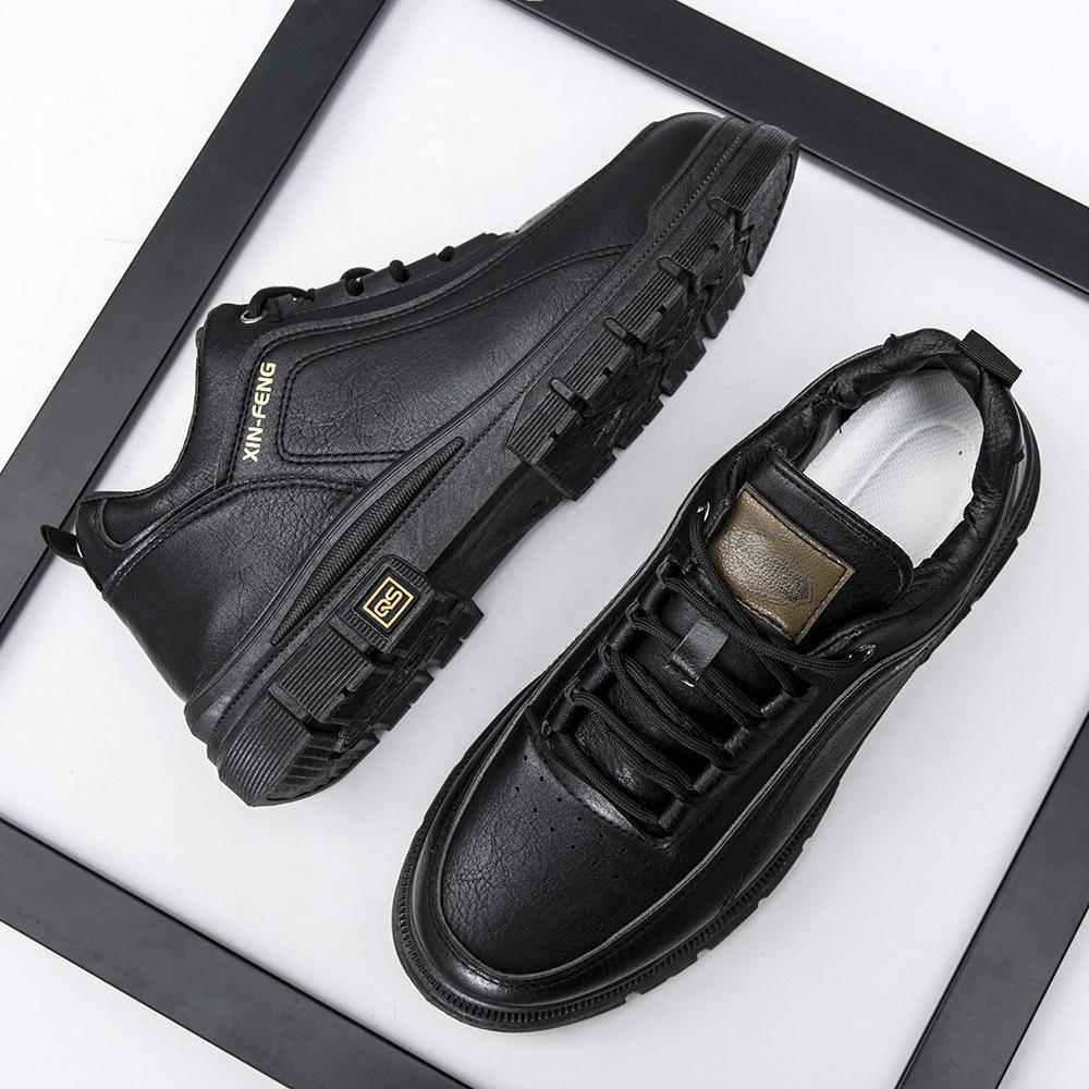 Foreign Trade Men's Shoes 2025 New Tooling Board Shoes Men's Non-slip Casual Leather Shoes British Style Retro Low-top Martin Boots