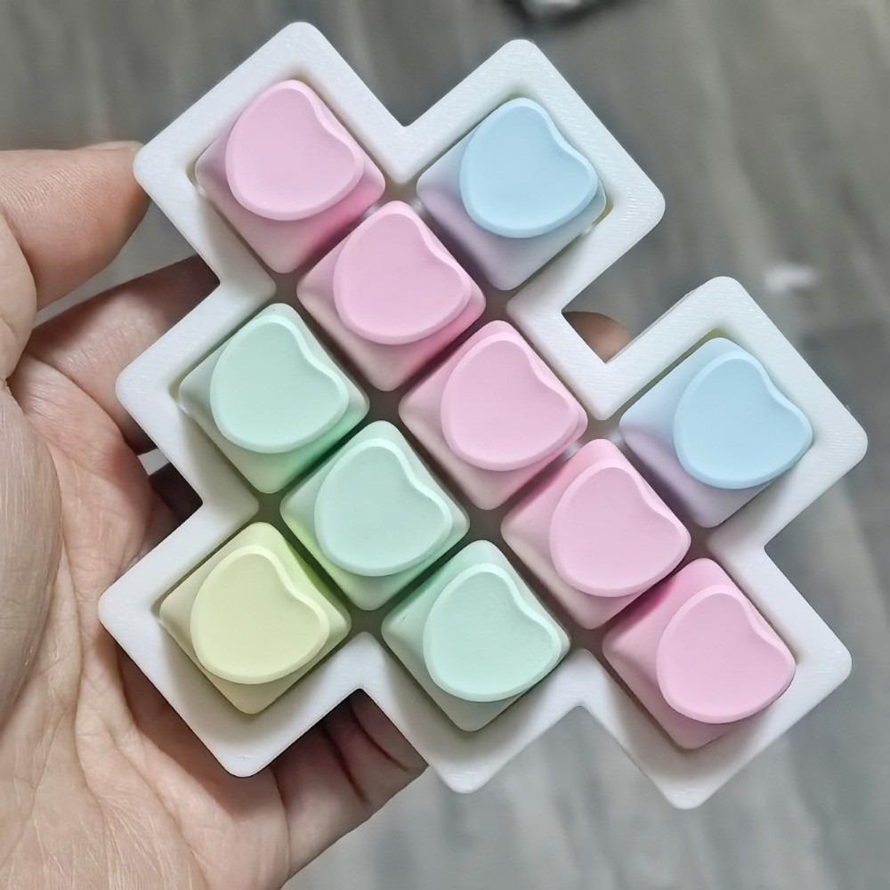 

PBT Loving Heart Keycaps 11 Keys Finger Friendly Mechanical Keyboard Keys Stress Relief Colorful Clicker Toy Keycaps Kids