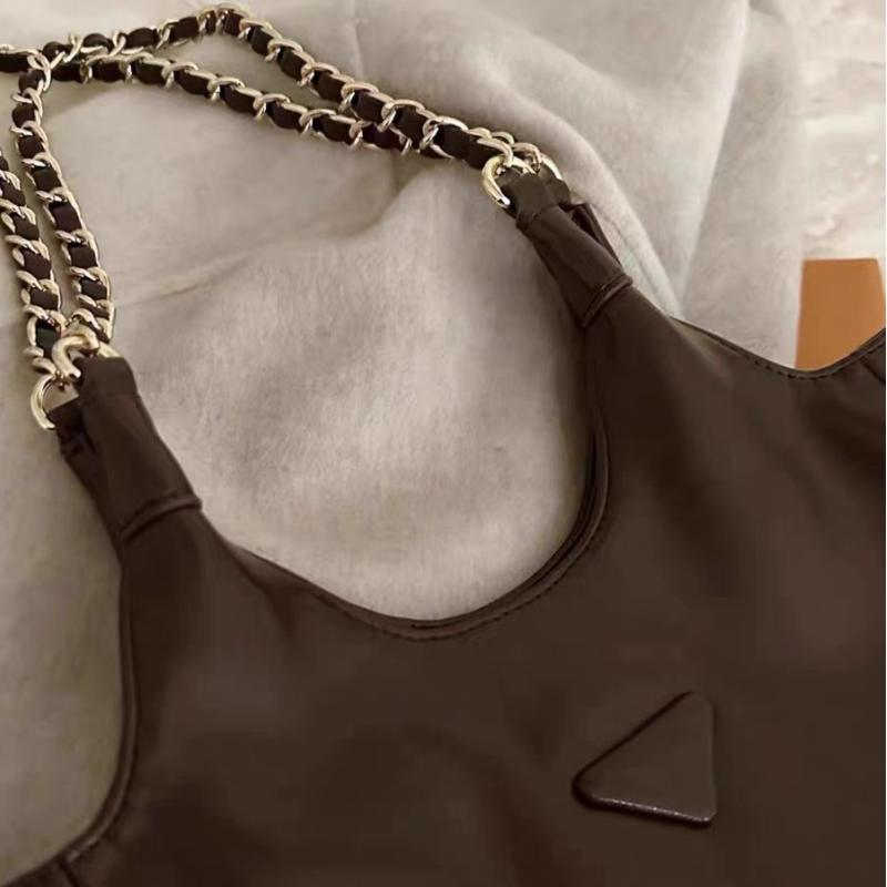 New Fashion Large Capacity Shoulder Bags Vintage Brown PU Leather Women's Tote Bags Chain Underarm Bucket Bags for Commuter
