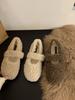 Flat-bottomed Versatile Mary Jane Fluffy Shoes Women's Shoes Wear 2025 New Autumn and Winter Foreign Style Velvet Cotton Shoes Single Shoes