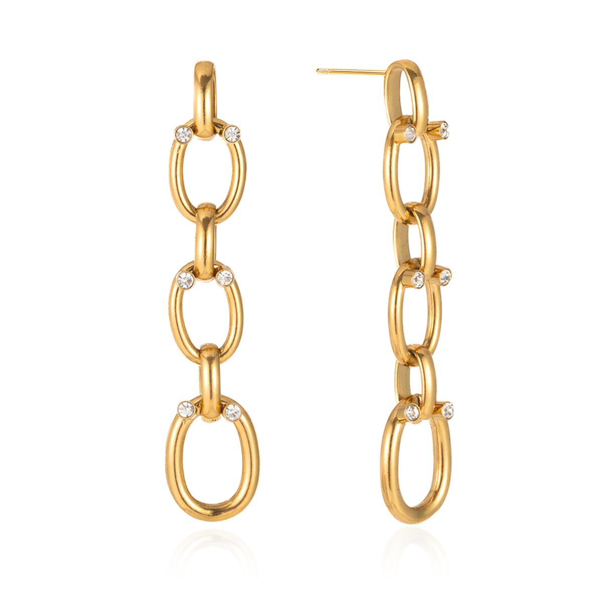 

Stainless Steel Smooth Chain Tassel Earrings For Women Trendy Metal Texture 18 K Earrings Golden Accessories