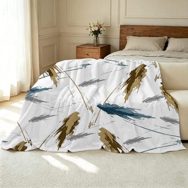 Abstract Art Print Flannel Blanket – Soft Cozy Warm Throw, Ideal for Home, Christmas & Halloween Use