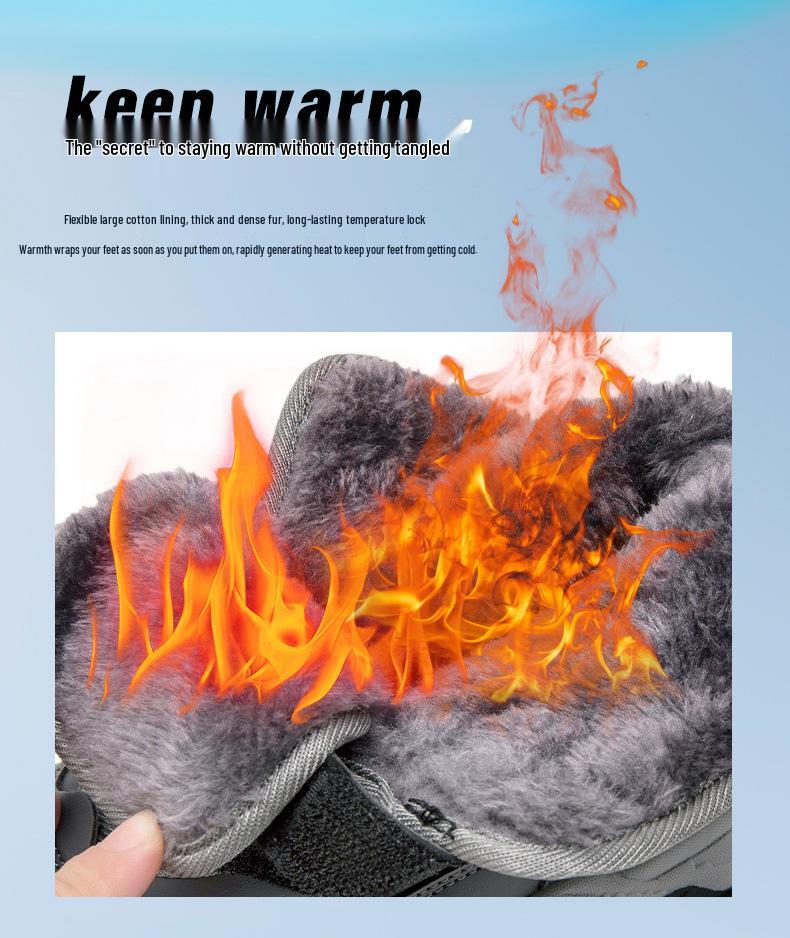 Stylish Waterproof Winter Leather Sports Shoes for Kids - Warm, Non-Slip, Thickened Cotton, Unisex Design.
