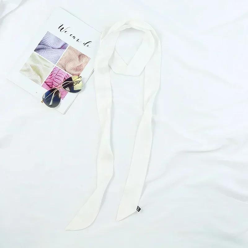 5X190CM Dame Smalt Langt Skjerf Ensfarget Chiffon Rødt Slips Svart Veske Bånd Hodebånd Choker Streamer Dame Tilbehør