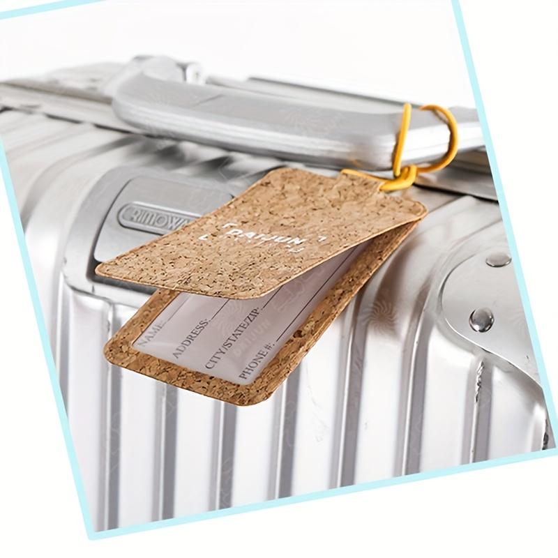 1pc  PU Wood Grain Luggage Tag, Square Travel Check-in Tag, High-quality Elastic Belt Luggage Tag