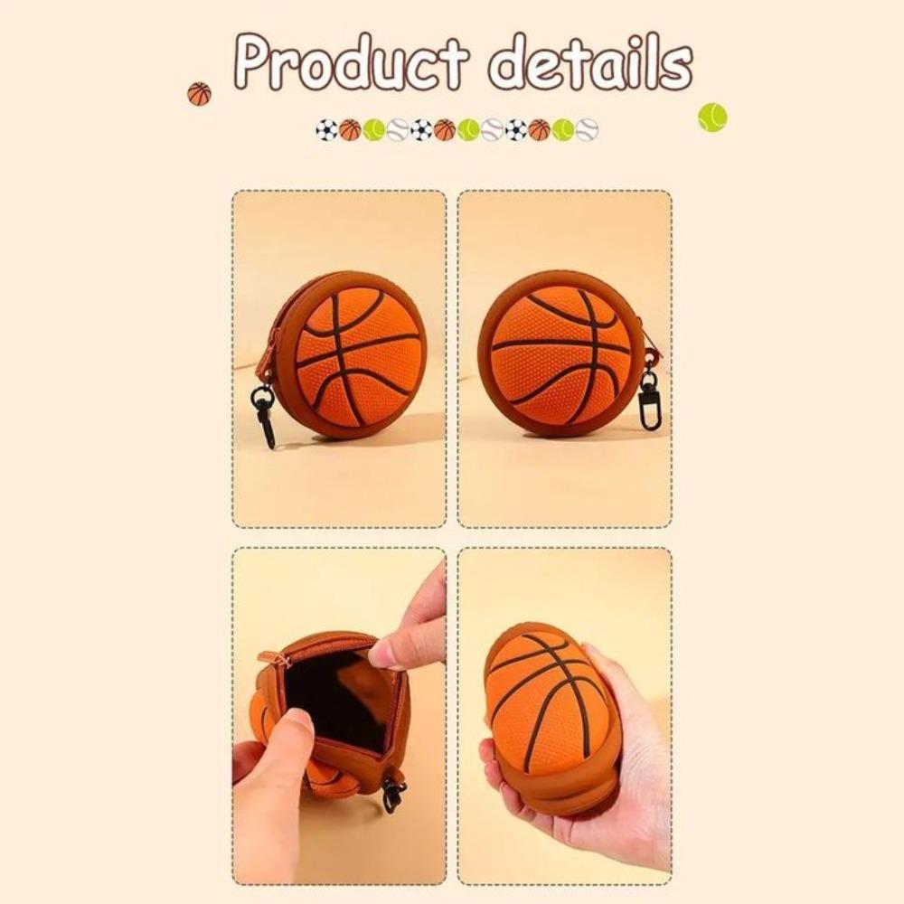 Soccer Sports Series Coin Purse Wallet Tennis Silicone Earphone Bag Basketball Purse Bag  Travel