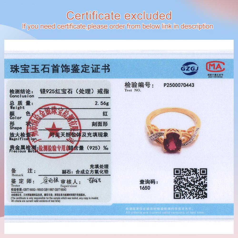 Solitare silver ring with natural filled ruby oval 6*8mm 2ct gemstones fine jewelry for women classic design