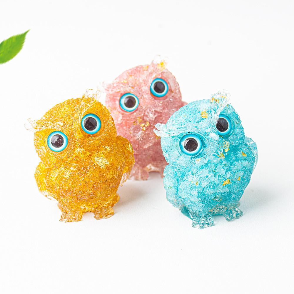 Crystal Resin Owl Figurine For Home Office Decor Gift For Friends And Family
