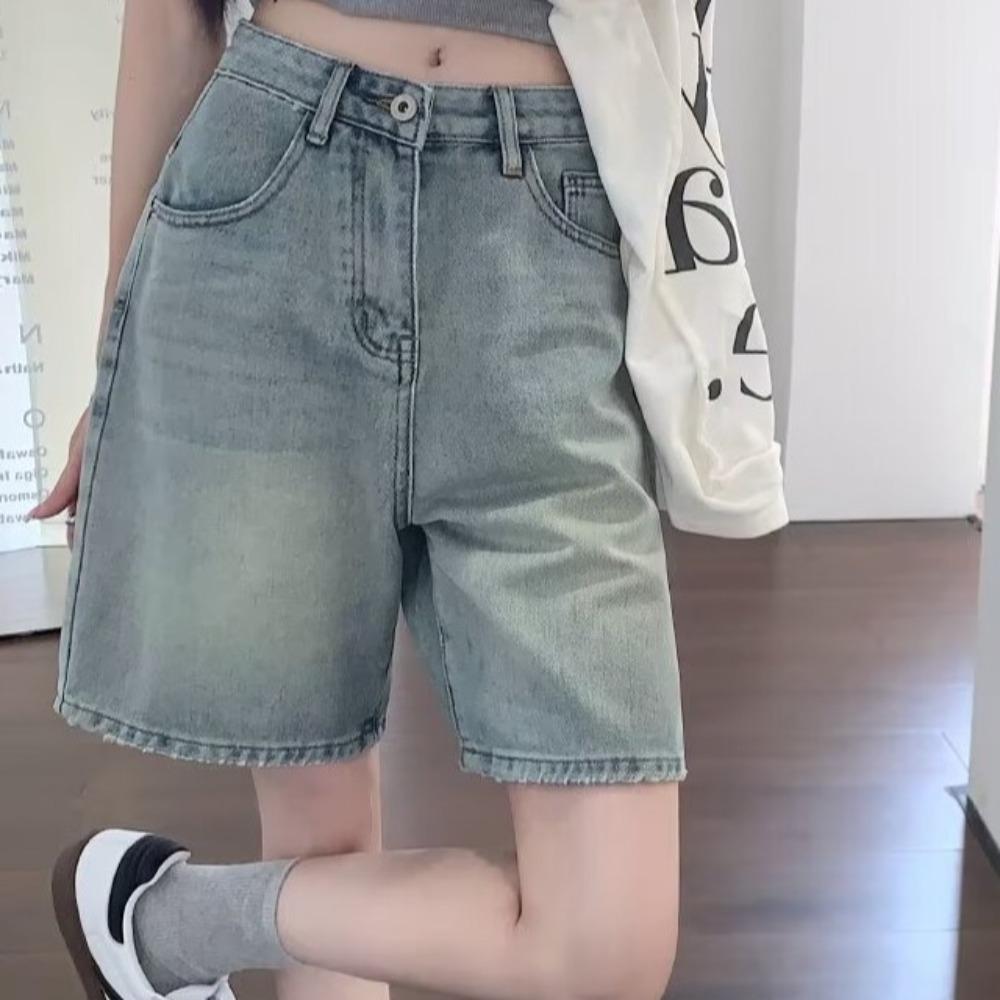Wide Leg Denim Shorts Women Basic Denim Pants Trousers Casual Baggy Blue Jeans  Students