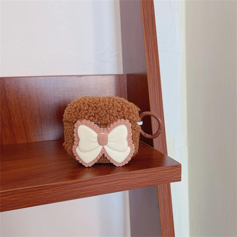 Autumn and Winter Plush AirPods Pro Earphone Cover for Apple 2-3 Generation Bluetooth Protective Case Girl Bow